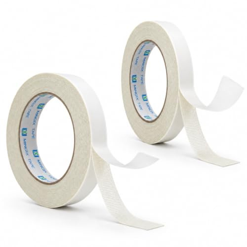 YFYWINSH Lot de 2 rubans adhésifs double face en tissu - 1,5 cm x 20 m + 2 cm x 20 m - Ruban adhésif double face pour tissus - Sans repassage - Pour vêtements, pantalons, rideaux, tapis, bricolage