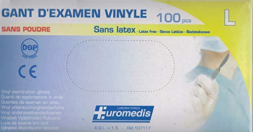 Guantes de vinilo sin polvo, sin látex, talla M