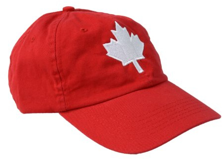 Canada Maple Leaf Hat Canadian Pride Embroidered Adult Twill Red Baseball Cap, Adjustable, one size fits most