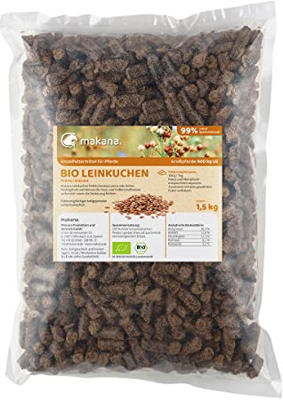 Makana BIO Leinkuchen Pellets (Granulat) für Pferde, 1,5 kg Beutel