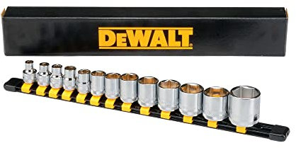 DEWALT Shallow Socket Set, 13-Piece, 3/8 Drive Metric (DWMT19245)