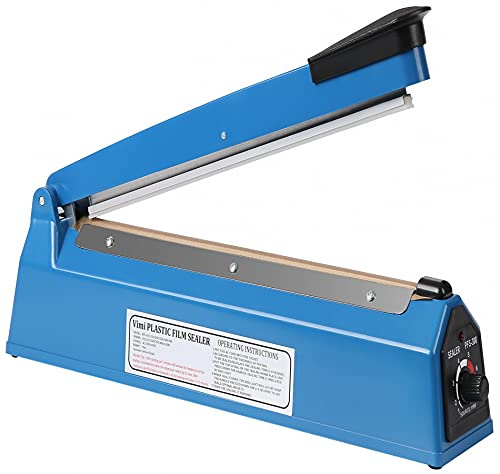 Impulse Heat Sealer Manual Bags Heat 8 Inch Impulse Sealing Machine for Plastic Bags PE PP Bags with Extra Replace Element Grip