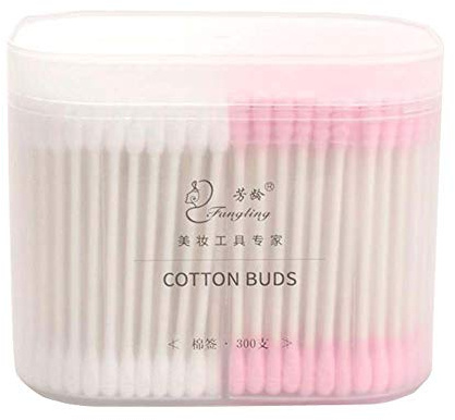 Bastoncillos de algodón de 300 recuentos Bastoncillos de oreja orgánicos libres de crueldad de doble punta C04