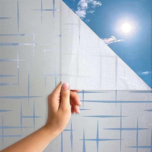 MARAPON® Milchglas Fensterfolie mit Sternenmuster [105x200 cm] inkl eBook mit Profitipps - Statische Haftung - Fensterfolie selbsthaftend Blickdicht - Sichtschutzfolie Fenster - Sichtschutz Bad