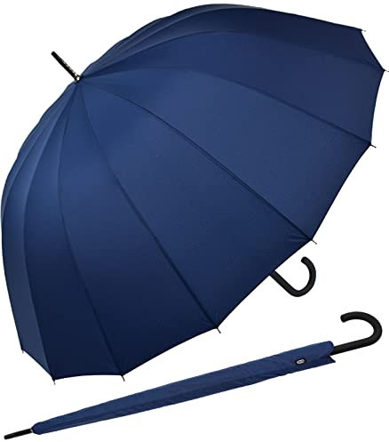 iX-brella Stockschirm 16teilig Full-Fiber Automatik - super stabil dunkel blau - 125cm