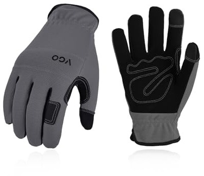 Vgo... Gants de travail homme,gants de jardinage,tâches légères(NB7581,M) | Gris,microfibre,respirant,anti-vibration,dextérité,doux,léger,bâtisseur,construction,conduite,ferme,extérieur,mécanicien