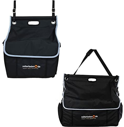 RL24 - Boxentasche für Pferde | Putztasche für die Box | Putzzeug-Aufbewahrung zum Aufhängen | in Schwarz & ohne Inhalt | Putzbeutel mit 2 Gurten | Pferdezubehör für die Pferdepflege | 68 x 60 x 20 cm