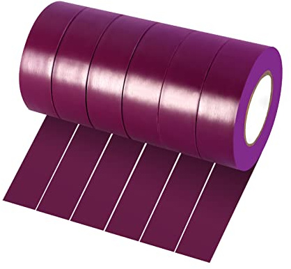 Xrkuu 6 Rollen lilafarbenes Isolierband, 18 mm x 10 m, PVC-Isolierband, wasserdicht, stark klebend, für Draht-Projekte, Isolieren und Reparieren von gebrochenen Drähten
