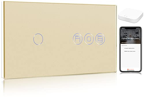 BSEED ZigBee Interruptor de Pared con Double Interruptor de Atenuador Gris,3 Gang 1 Vía Interruptor WiFi,compatible con Alexa y Google Home,Control de APP y Función de Temporizador