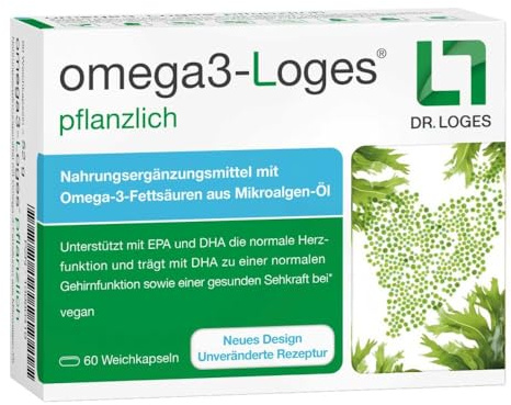 omega3-Loges pflanzlich - 60 Kapseln - Omega-3 aus Mikroalgen-Öl | Nahrungsergänzungsmittel