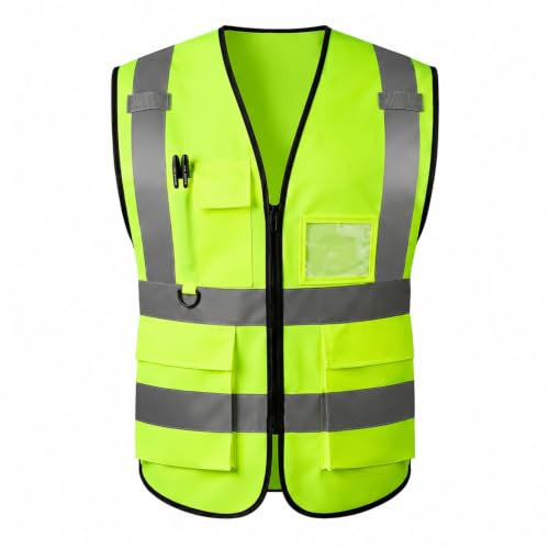 GKOB Hi-Vis-Hemden für Damen und Herren, hochsichtbare reflektierende Sicherheitswesten mit Taschen, Reißverschluss vorne, entsprechen ANSI/ISEA-Standards