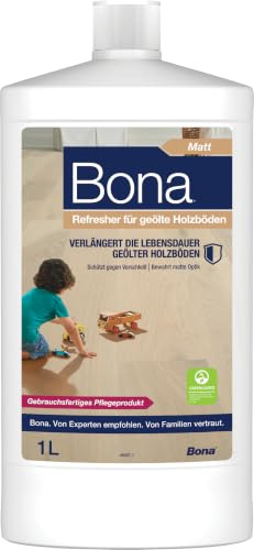Bona Parkettreiniger Refresher für geölte Holzböden 1 L, Holzpflege | Parkettpflege Öl für Parkett und Holzboden, Holzbodenseife, intensive Parkett Reinigung und Auffrischung geölter Böden
