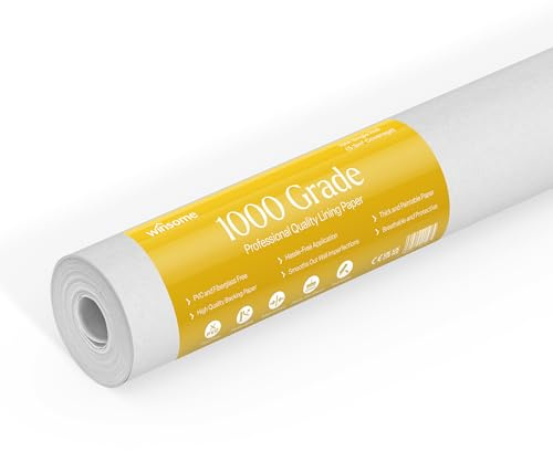 WINSOME 1000 Grade Lining Paper for Walls - Thick Paintable White Wallpaper Suitable for New& Damaged Walls for Paint -Single 10 Metre