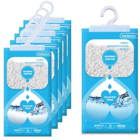 Homesmart Wardrobe Dehumidifier Hanging Bags Set of 5, 220g Each Ideal to Stop Damp & Condensation- for Wardrobe, Home, Kitchen, Garage, Bedroom, Caravan, Office, Basement etc.