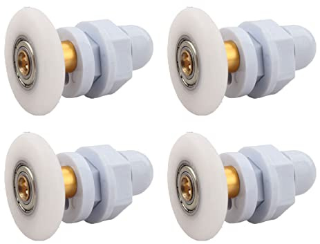 Qikuver 4PCS Shower Door Rollers, Copper Rod Pulley, Strong Load-Bearing Capacity, Ultra-Quiet Shower Glass Door Rollers Replacement, for The Bathroom Glass Sliding Door Pulleys/Wheels (29MM)