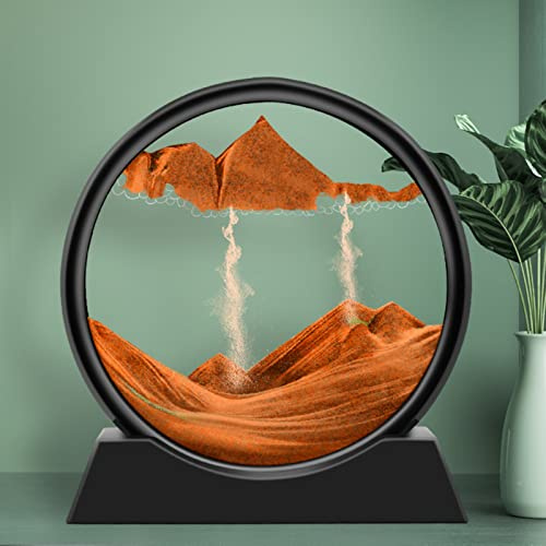 DHXYZZB Moving Sand Art Picture - 3D Dynamic Sands Art Round Glass Deep Sea Sandscape, (with Syringes) Natural Sand Painting Artistic Sandscape for Office Desktop Home Decor