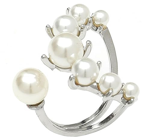 GIGB PBDK Vintage Perlen-Knöchelring, Kristall, stapelbare Perlen, Rose, Blumen-Ringe, verstellbare Perle, Vollfingerring, trendiger Statement-Schmuck für Frauen und Mädchen, Metall, Legierung