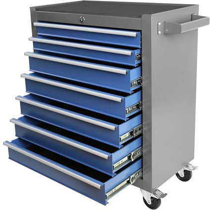 Aoile Tool Chest with 7-Drawer Tool Box Organizers and Storage,Rolling Multifunctional Tool Cart on Wheels,Tool Storage Organizer Cabinets for Garage,Warehouse,Repair Shop. (Blue+Grey)