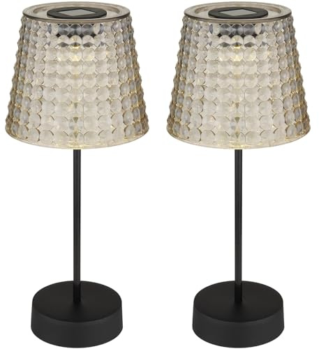 bmf-versand® Solarlampe für Außen Stehend Tischlampe – Solarleuchte Garten 29 cm Hoch grau mit Erdspieß – Außenleuchte Gartenlampe LED mit Schalter - Leuchte Solar Aussenlampe IP 44