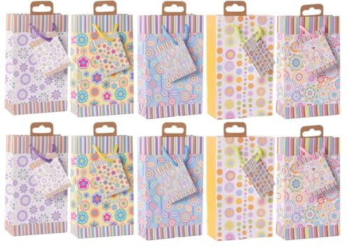 Laro Premium-Line Kleine Geschenktaschen Geschenktüten Mandala Mini 10-100 Stk, Anzahl:10, Muster Tüten:Mandala Mini