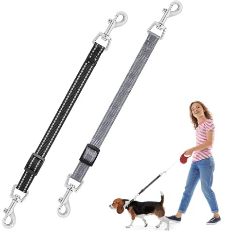 Dog Collar Clips,Reflective Dog Collar Clips - 2 Pack Double Ended Safety Clip Double Ended Clip Strap Adjustable Collars Backup Clasp Leash Connector for Dogs Harness to Safety