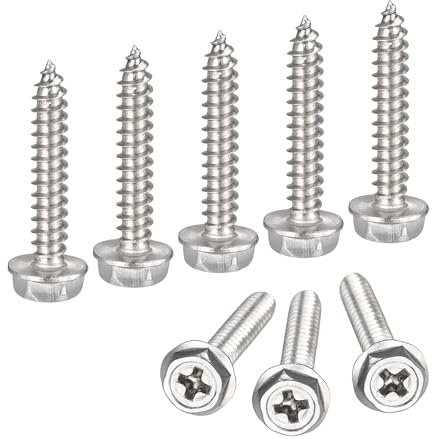 sourcing map Phillips Hex Washer Self Tapping Screws, M4 x 25mm 304 Stainless Steel Hex Flange Sheet Metal Screw 25pcs