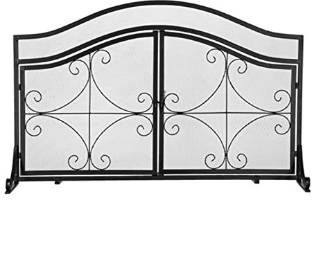 Kaminschutz aus Metall, magnetischer Kaminschutz, Doppeltür, Funkenschutz, dekoratives Kaminzubehör aus Schmiedeeisen für das Wohnzimmer