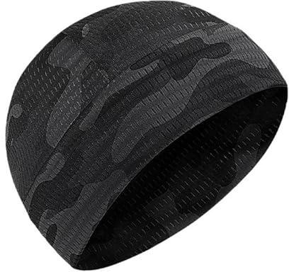 SSKHE Cycling Skull Cap, Stretch Running Cap, Breathable Sport Hat Beanie Cooling Helmet Hard hat Liner for Men Women (UK, Alpha, One Size, Black Camouflage)