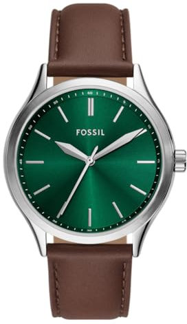Fossil Unisex Analog Quarz Uhr mit Leder Armband BQ2864