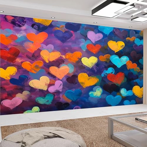 Fototapete Bunte Herzform 200 x 140cm Tapete Fototapeten Vlies Tapeten Vliestapete Wandtapete moderne Wand Schlafzimmer Wohnzimmer Büro Sonnenuntergang