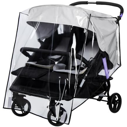 bemece Universal Regenschutz für Zwillingwagen, Regenschutz Geschwisterwagen für Zwillinge Kinderwagen Buggy, Regenfest Staubdicht Winddicht für Outdoor-Baby Schutz - Linke Rechte