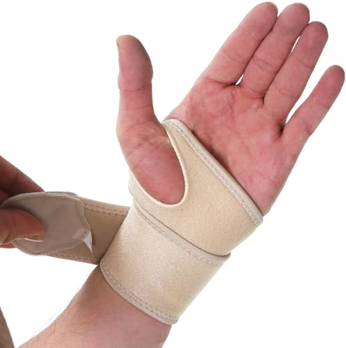 NEOtech Care Handgelenksbandage zum Wickeln - elastischer, atmungsaktiver Stoff - verstellbarer Kompressionsriemen - Männer, Frauen, rechts oder links - Sport (Beige, 1 Einheit, Größe M)