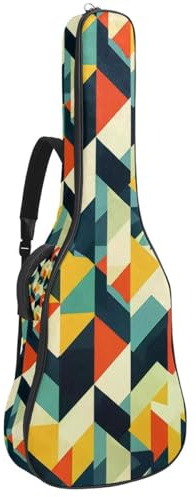 Gitarrentasche in voller Größe, wasserdichte Gitarren-Abdeckung, Tragetasche für akustische klassische E-Gitarren, buntes abstraktes geometrisches Muster, Mehrfarbig 04, 42.9x16.9x4.7 in, Lässiger