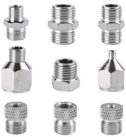 Malloy 9-Teiliges Airbrush-Adapter-Set, Zubehör-Ersatzteil-Set, Kupplungsanschlusswerkzeug für Kompressor und Airbrush-