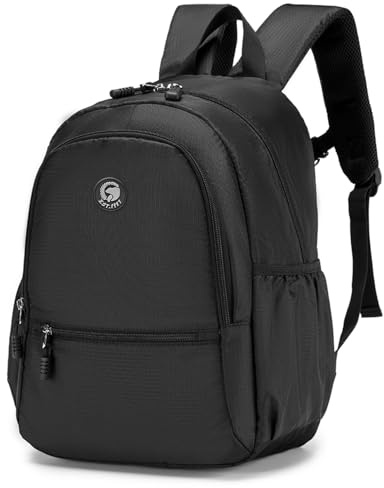 SPAHER Klein Reiserucksack Handgepäck Flugzeug 40x30x20 Wizzair Vueling Faltbare Schulrucksack Wasserdicht Wanderrucksack 25L Travel Backpack Carry on Luggage Cabin Bag Daypack Herren Damen Schwarz
