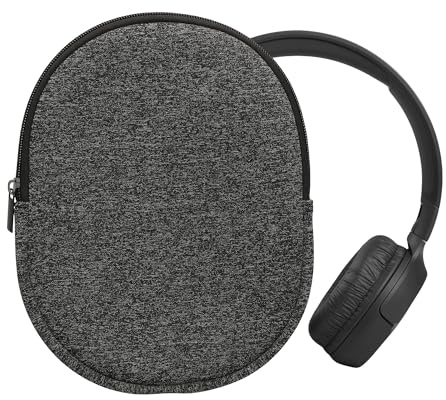 kwmobile Neopren Kopfhörer Tasche für Tune 600 / 500BT / 510BT / 450 - Kopfhörer Case - Hülle Reise Beutel für Headset Headphones - Weiche Over Ear Schutzhülle Anthrazit Weiß