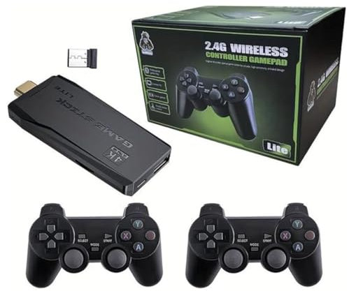 Console per giochi retrò. Mini console retrò con uscita HDMI 4K e scheda microSD da 64GB. Due controller wireless a 2,4 GHz e oltre 40.000 giochi incorporati. Game stick. Console per giochi portatile
