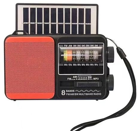 Radio Portátil, Radio de Emergencia de 10000 mAh, Radios Am FM SW con Panel Solar, Recargable USB y Energía Solar, Linterna LED y Luz de Lectura SOS Alarma USB Radios de Camping al Aire Libre