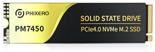 PHIXERO PM7450 4 TB NVMe-SSD, PCIe Gen4x4, M.2 2280 interne Gaming-SSD, bis 7450 MB/s, Graphen-Wärmeableitung, QLC, Für Laptop, Desktop und PS5.