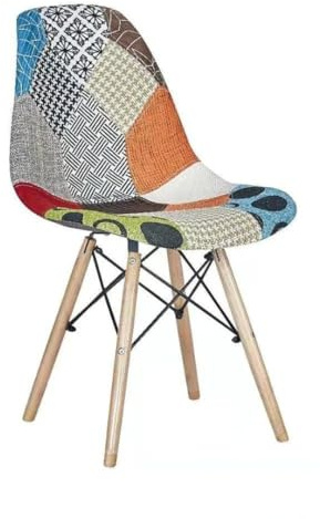 buybuy KIT 8 SEDIE serie Picasso in PP con seduta in spugna ricoperta con stoffa in stile patchwork, piedi in legno di faggio e metallo Patchwork