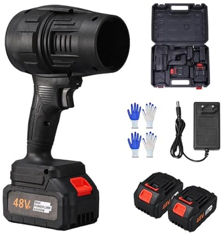 Soplador de hojas inalámbrico con baterías duales de 48 V, Turbo Jet Power para una limpieza rápida, ideal para patio, césped y eliminación de escombros