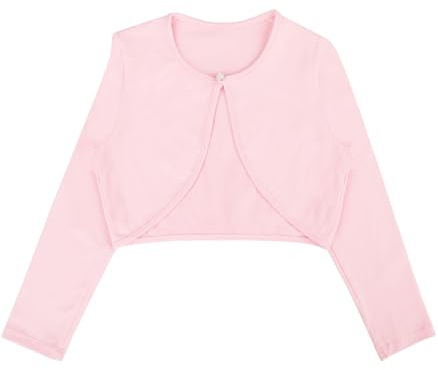 BALAYSIER Ballett Jacke für Mädchen Langarm Ballettjacke Kinder Rundhalsausschnitt mit Knöpfen Tanztops für Tanztraining Gymnastik(Rosa,140)