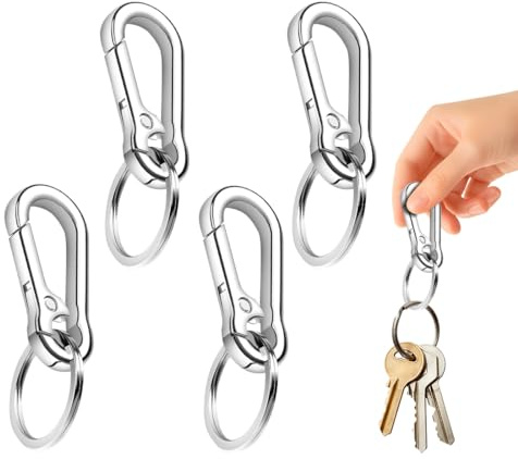 4 Piezas Llavero, Mosquetones Pequeños, Keychain, Mosqueton Llavero Metales Llavero Mosquetón Extraíble Mosquetones para Llaveros para Usar en Mochilas, Coches
