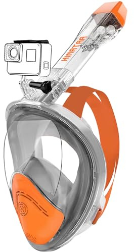 HINATAA Maschera da snorkeling integrale a 180°, design a doppia palla galleggiante, anti-perdite, sistema di respirazione completamente asciutta, anti appannamento, set professionale per snorkeling