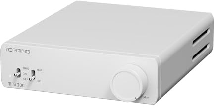 Topping Mini 300 Kompakter Desktop-Leistungsverstärker, 140 W x 2 TRS/RCA-Eingang, vollsymmetrischer Verstärker (schwarz) (Weiß)