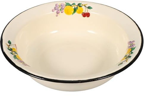 JECOMPRIS Cuenco Esmaltado para Mezclar Ensalada de 22 Cm, Cuenco Sopero Vintage Grueso de Esmalte, Bowl de Mezcla Retro Amarillo Duradero para Uso en Cocina y Almacenamiento de Alimentos,