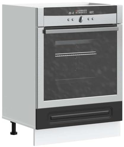 SooIarix Kalmar Hob Cabinet, Black Wood Material, 60 x 46 x 81.5 cm, Oven Cabinet with Adjustable Feet, for Kitchen, Microwave