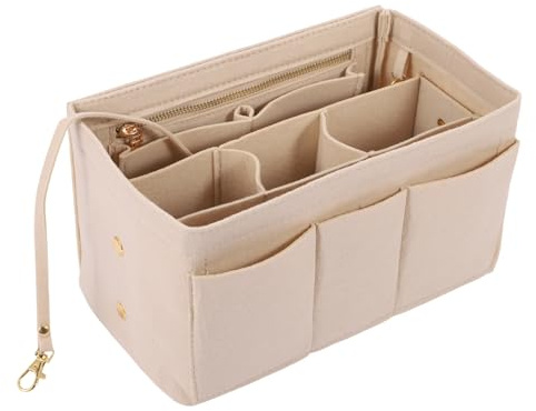 Wotrilw Organisateur de Sac à Main en Feutre, Bag Organizer avec Porte-clés, Organisateur avec Multi-Poches, Sac de Rangement Intérieur in Bag pour Femmes à Fermeture éclaire