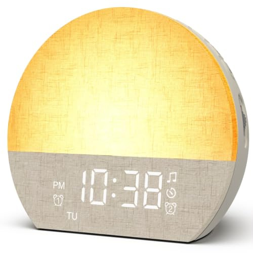 Wake Up Light Sunrise Alarm Clock,Alarm Clocks Bedside with Dual Alarms