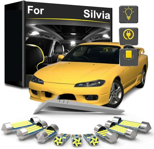 AIRNVNKW Kit luci Interne a LED per Auto, per Nissan Silvia Coupé S13 S14 S15 1988-1999 2000 2001 2002 2003, plafoniera, Luce di Lettura, Luce del Bagagliaio